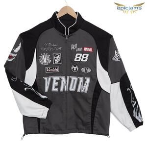 Marvel Venom Racing Moto Biker Jacket Unisex Size 4XL Black Gray New